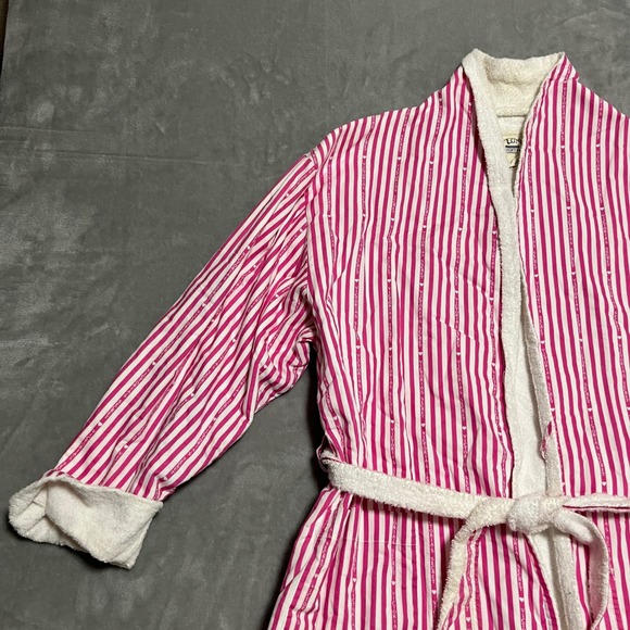 Victoria's Secret Pink Stripe Terry Cloth Robe Bathrobe Loungewear Petite Small - Picture 5 of 12
